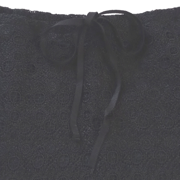 Max Studio Black Lace Crochet Style Rayon Silk Skirt Elastic Drawstring Waist XS - Picture 13 of 16